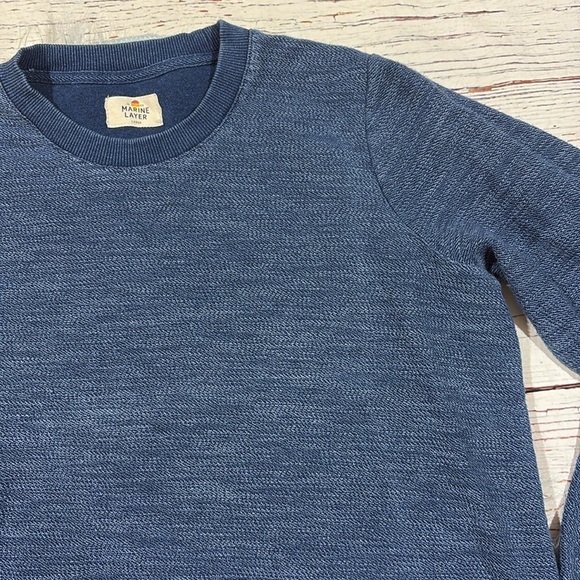 Marine Layer Blue Daria Textured Crewneck Sweatshirt - Picture 9 of 9